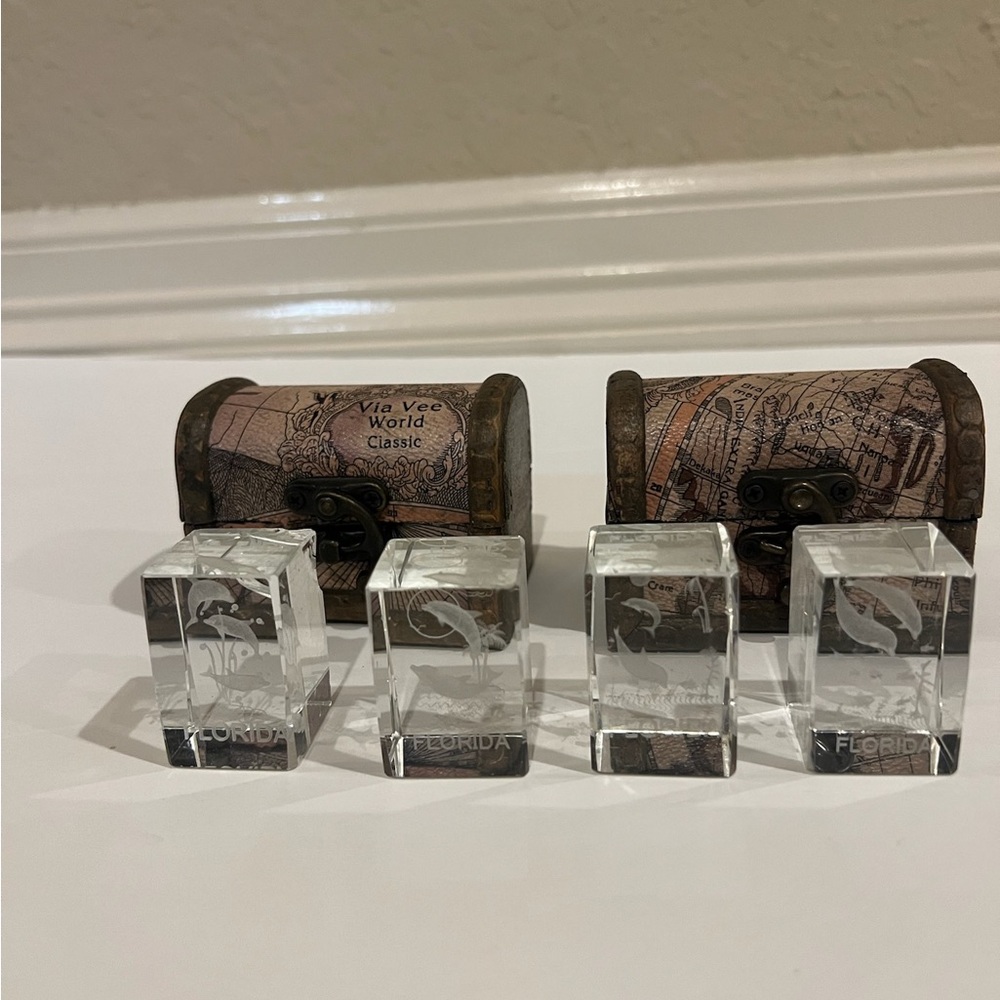Walt Disney Florida 3D Dolphin Laser Cube Souvenir Set with Treasure Box